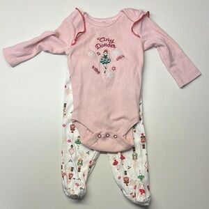 Chick Pea Tiny Dancer Pink Kids Footie Pajama Set- 3-6 Month